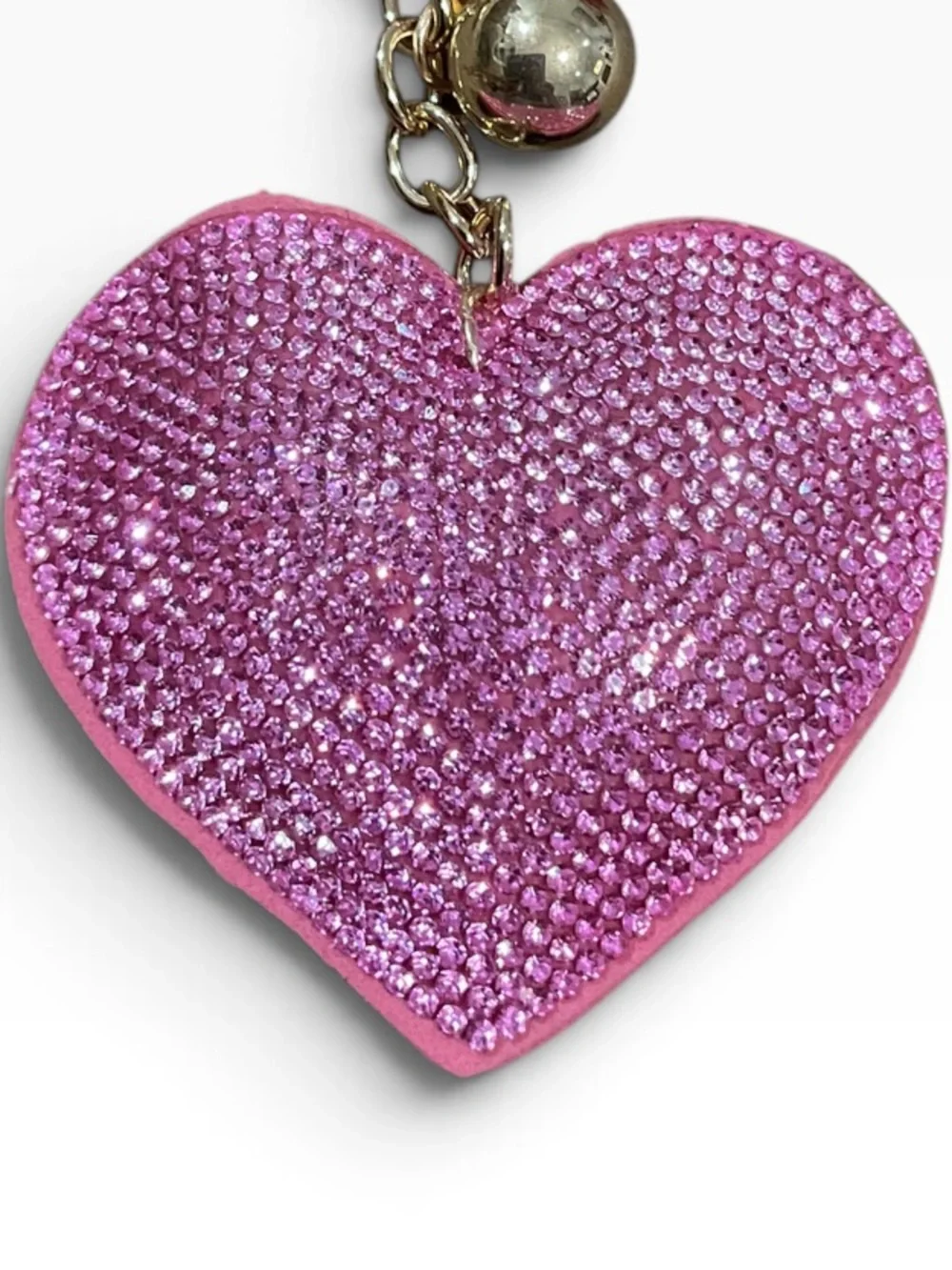 Pink Rhinestone Crystal Heart Keychain or Bag Charm